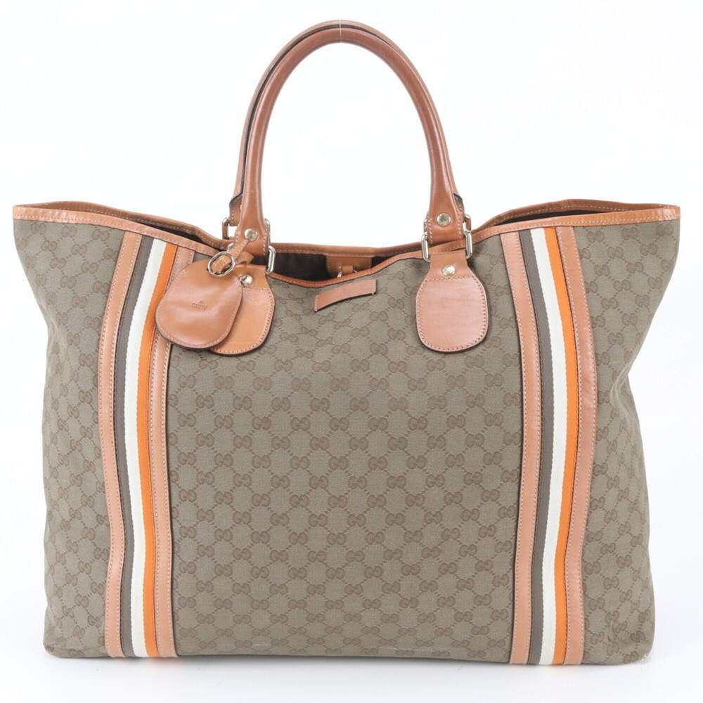 Gucci GG Canvas 215678 Leather Tote Bag Shoulder for Men